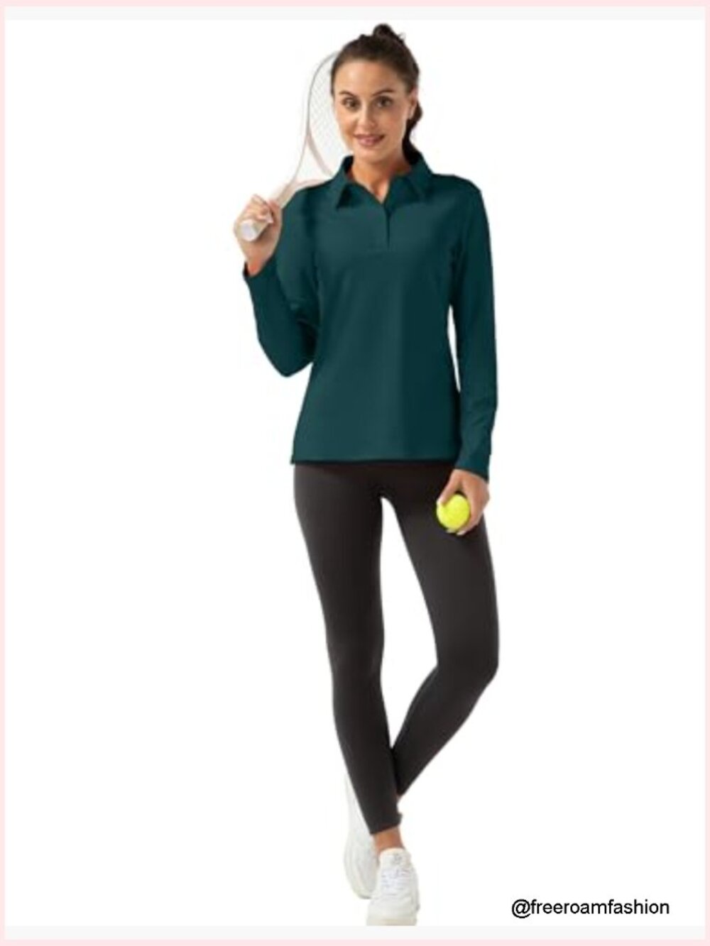 Buttoned Collar Long Sleeve Sports Polo Shirt - Picture 6 of 7